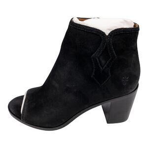 Frye Black Danica Suede Peep Toe Distressed Heeled Ankle Boots 8